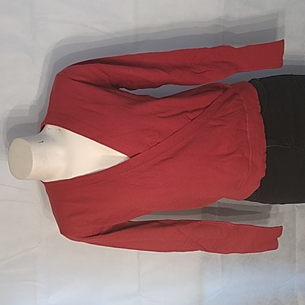 Lara wrapped womens cardigan sweater burgandy size medium
